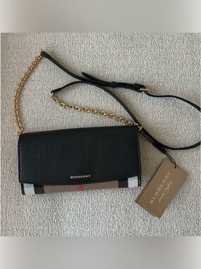 Burberry Black Leather Henley Purse